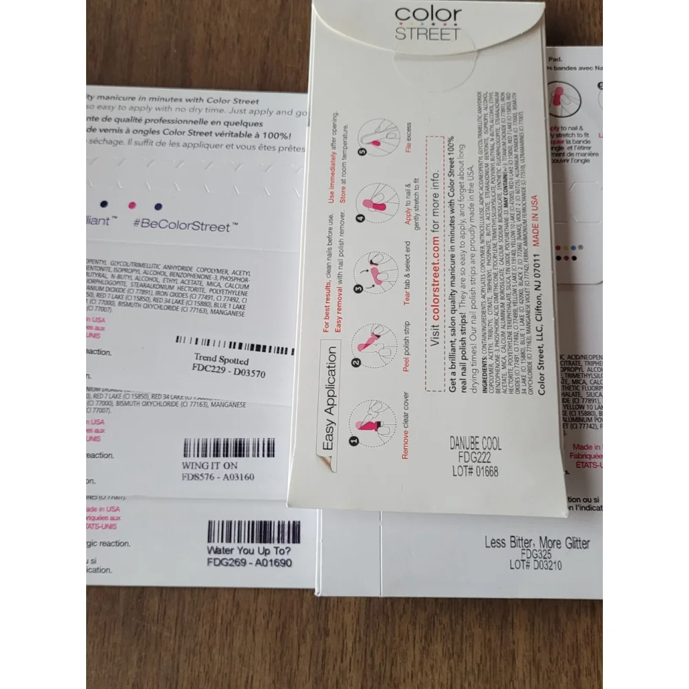 5 Brand New Sealed Color Street Real Bail Poilsh Strips Glitter Swirls Cheetah